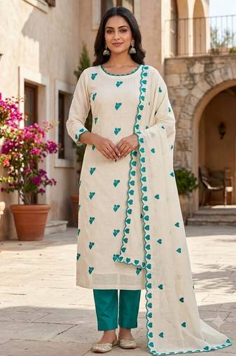 off white cora cambric cotton embroidered salwar kameez