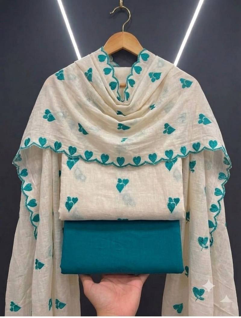 off white cora cambric cotton embroidered salwar kameez