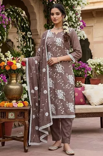 mauve sophisticated embroidered ceremonial suit