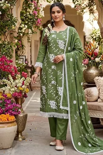 green sophisticated embroidered ceremonial suit