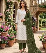 off white vichitra silk fancy partywear suit for girls