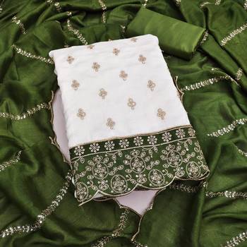 off white vichitra silk fancy partywear suit for girls 3