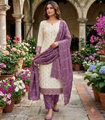 off white vichitra silk fancy partywear suit for girls