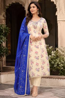 off white modal butti fancy ethnic salwar kameez 1