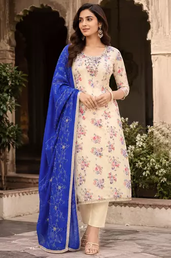 off white modal butti fancy ethnic salwar kameez