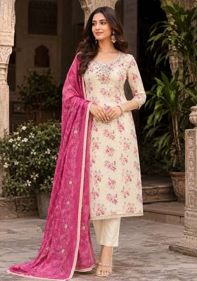 off white modal butti fancy ethnic salwar kameez 1