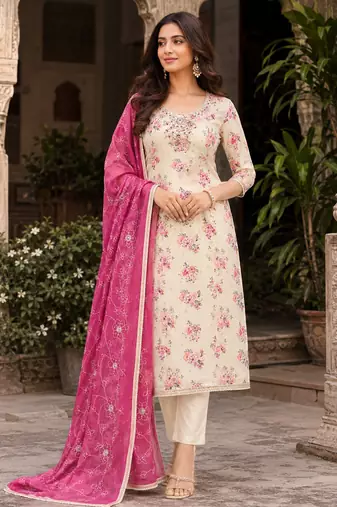 off white modal butti fancy ethnic salwar kameez
