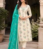 off white modal butti fancy ethnic salwar kameez