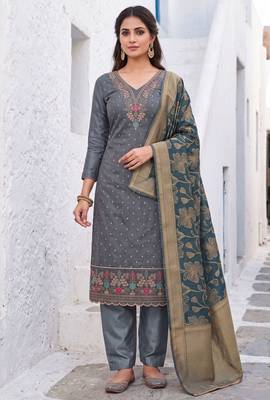grey modal butti fancy ethnic salwar kameez 1
