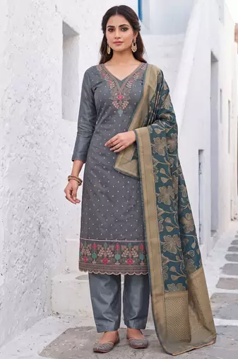 grey modal butti fancy ethnic salwar kameez