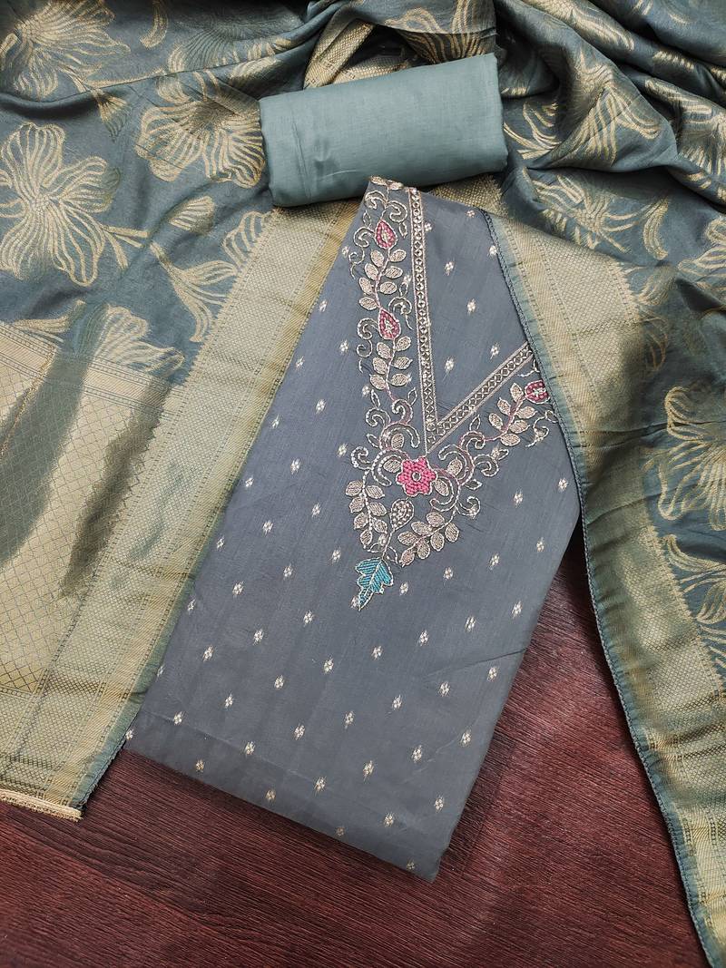 grey modal butti fancy ethnic salwar kameez