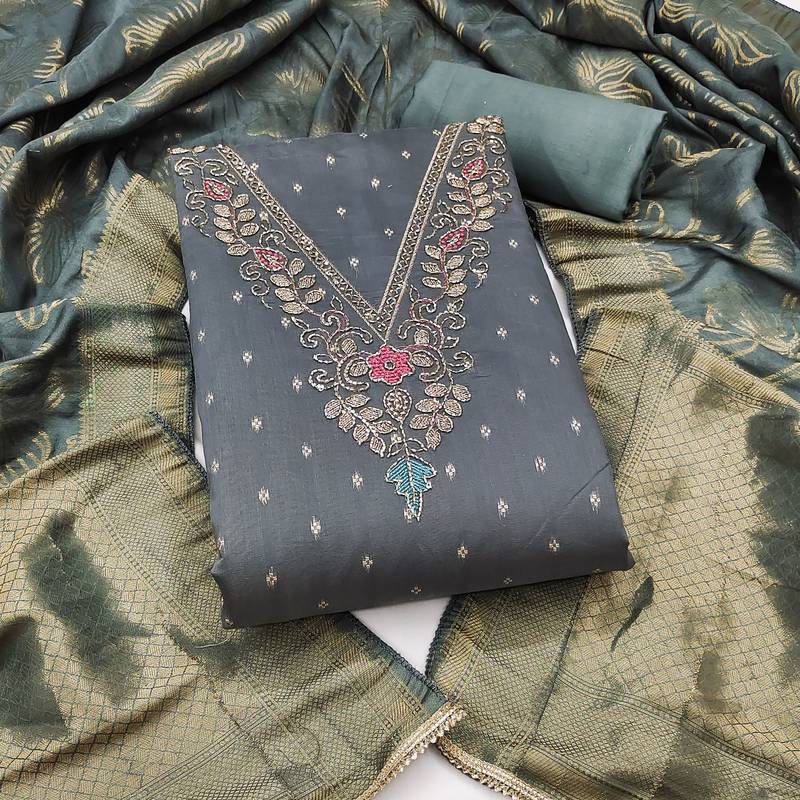 grey modal butti fancy ethnic salwar kameez
