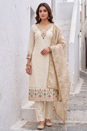 off white modal butti fancy ethnic salwar kameez