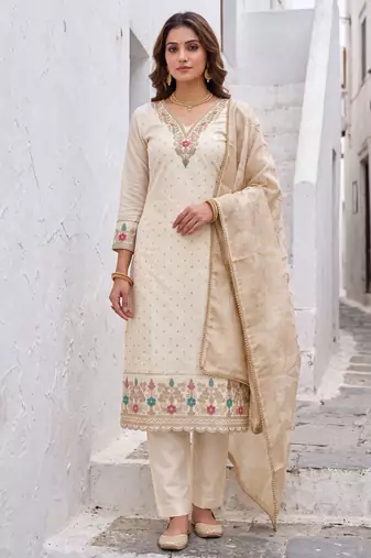 off white modal butti fancy ethnic salwar kameez