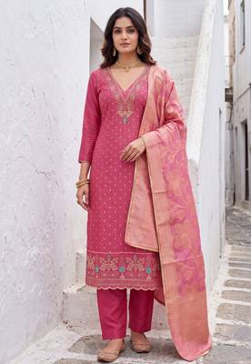 pink modal butti fancy ethnic salwar kameez 1