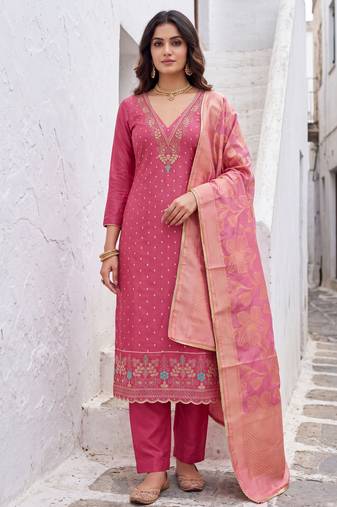 pink modal butti fancy ethnic salwar kameez