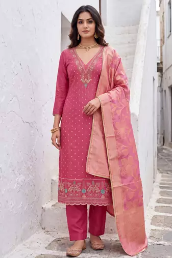 pink modal butti fancy ethnic salwar kameez