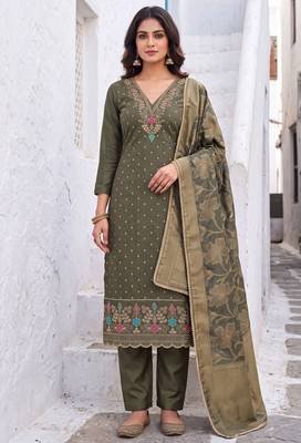 green modal butti fancy ethnic salwar kameez 1