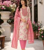 off white ethnic shimmer fabric salwar kameez for girls