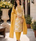 off white ethnic shimmer fabric salwar kameez for girls