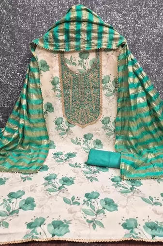 off white ethnic shimmer fabric salwar kameez for girls