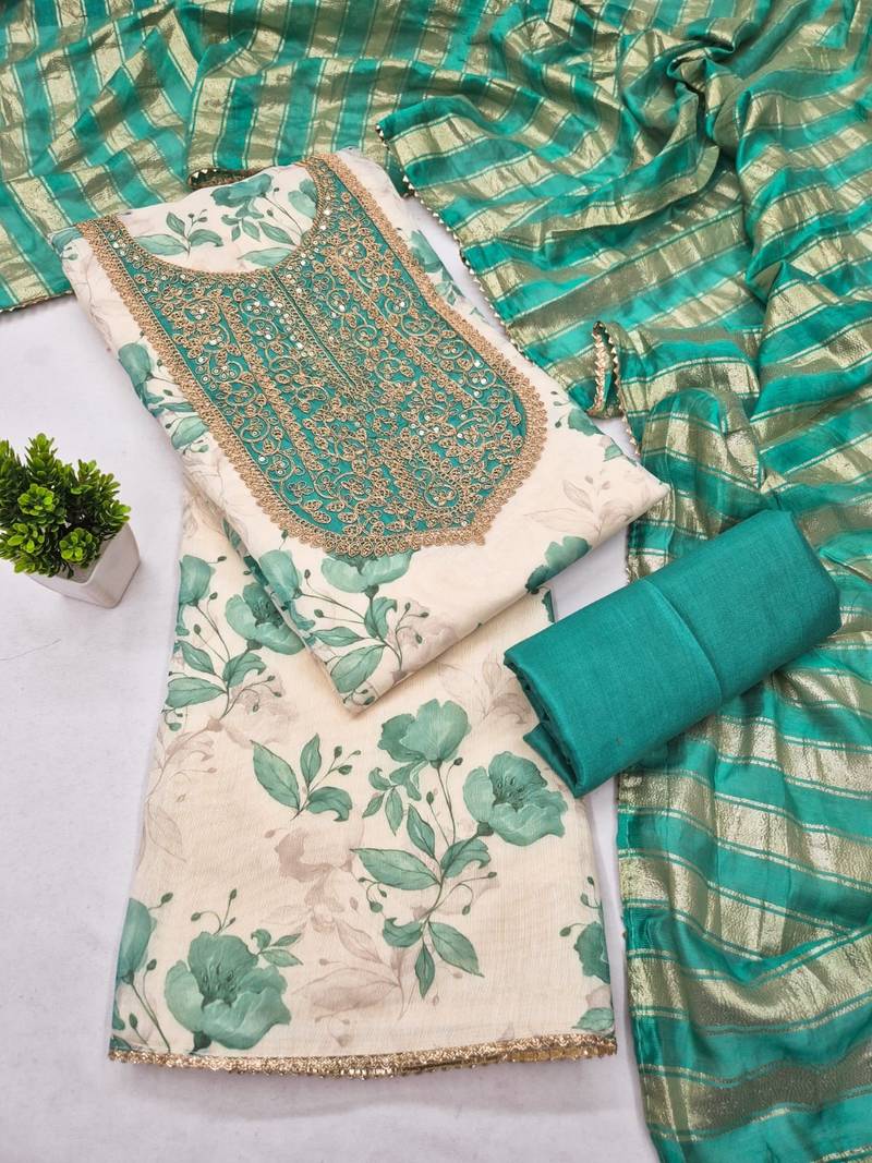 off white ethnic shimmer fabric salwar kameez for girls