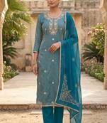blue salsa beadwork ceremonial suit