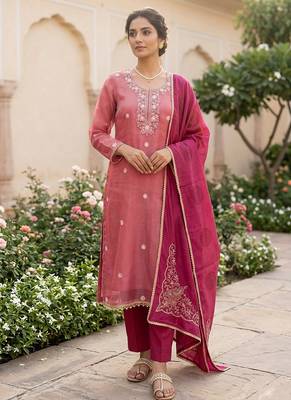 pink salsa beadwork ceremonial suit 1