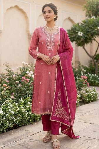 pink salsa beadwork ceremonial suit