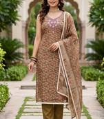 green shimmer linen ethnic partywear salwar kameez