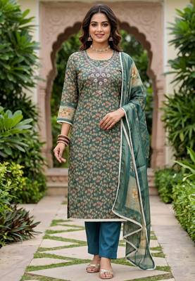 blue shimmer linen ethnic partywear salwar kameez 1