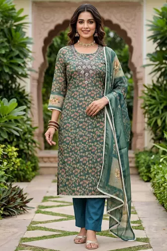 blue shimmer linen ethnic partywear salwar kameez
