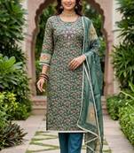 blue shimmer linen ethnic partywear salwar kameez