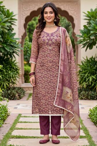 pink shimmer linen ethnic partywear salwar kameez