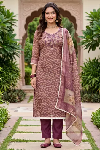 pink shimmer linen ethnic partywear salwar kameez