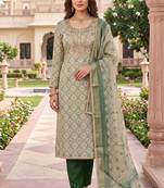 green shimmer linen ethnic partywear salwar kameez