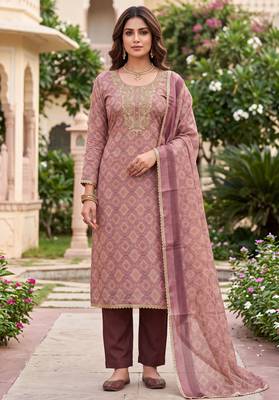 pink shimmer linen ethnic partywear salwar kameez 1