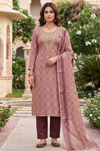 pink shimmer linen ethnic partywear salwar kameez