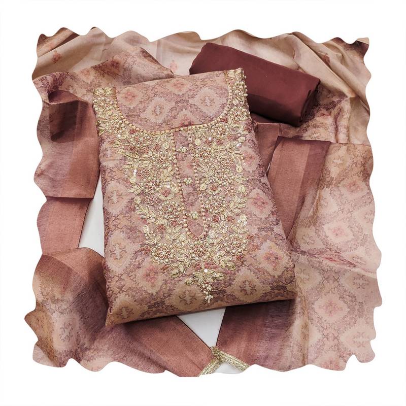 pink shimmer linen ethnic partywear salwar kameez