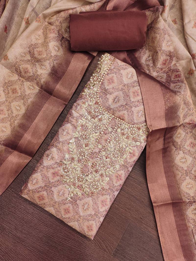 pink shimmer linen ethnic partywear salwar kameez