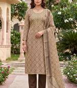 brown shimmer linen ethnic partywear salwar kameez