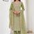green shimmer linen ethnic partywear salwar kameez