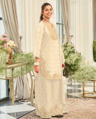 off-white embroidered chinon palazzo suit for girls 3