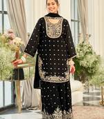black embroidered chinon palazzo suit for girls