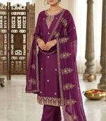 lavender embroidered salwar kameez for graceful ethnic looks