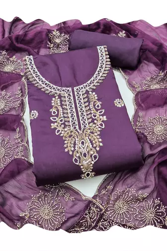 lavender embroidered salwar kameez for graceful ethnic looks