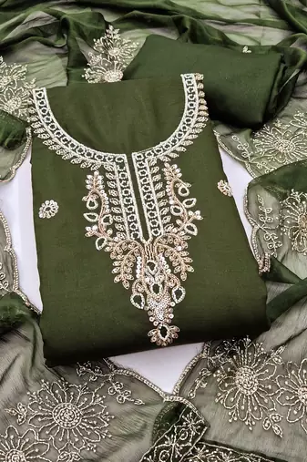 mehendi embroidered salwar kameez for graceful ethnic looks