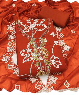 rust embroidered salwar kameez for graceful ethnic looks 2