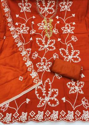 rust embroidered salwar kameez for graceful ethnic looks 3