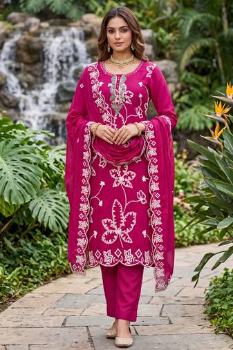 pink embroidered salwar kameez for graceful ethnic looks